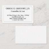 Conseiller Professionnel Carte de visite De Droit (Devant / Derrière)