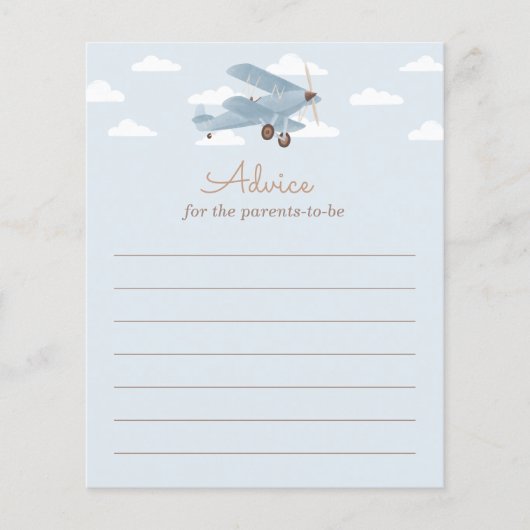Conseils de Baby shower d'avion pour la carte Pare (Devant)