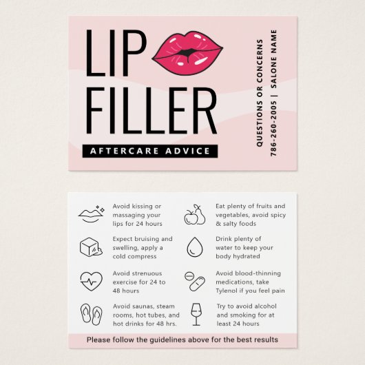 Conseils de soins après-complétion des lèvres rose (Devant & derrière)