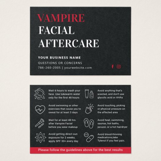 Conseils de soins postérieurs au visage de Vampire (Devant & derrière)