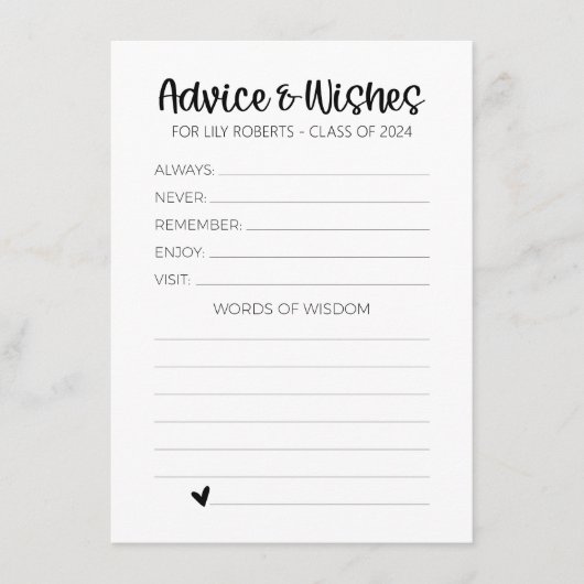 Conseils et souhaits modernes pour les cartes de d (Devant)