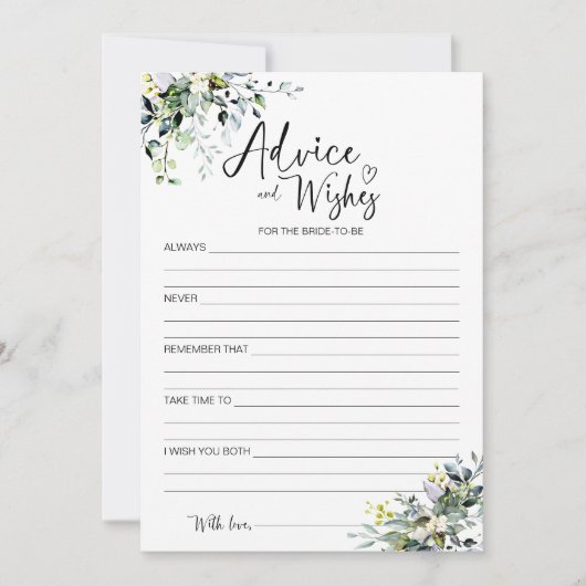 Conseils et souhaits pour la carte de future marié (Devant)