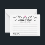 Conseils et voeux pour les cartes de mariage M. Mm<br><div class="desc">Ces cartes Conseils & Voeux élégantes seront l'ajout parfait à votre réception de mariage. Il est doté d'une tourbillonnant bordure noire avec un coeur prune violet au-dessus. Le texte à l'intérieur est "Conseils & Voeux" dans une police de caractères noir amusante et "pour le nouveau Mr et Mme" dans une...</div>