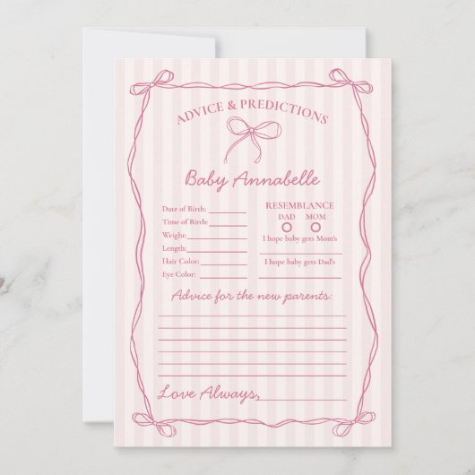 Conseils pour la carte de Baby shower de coquette (Devant)