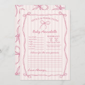 Conseils pour la carte de Baby shower de coquette (Devant / Derrière)