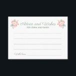 Conseils Voeux Aquarelle Fleurs Cartes de Mariage<br><div class="desc">Ces belles cartes de conseil et de voeux floraux seront l'addition parfaite à un wedding shower ou à la réception de mariage. Ce design combine écriture manuscrite et polices de caractères en vert sauge et surligné par un bouquet aquarelle. Il y a de l'espace pour que les invités laissent leur...</div>