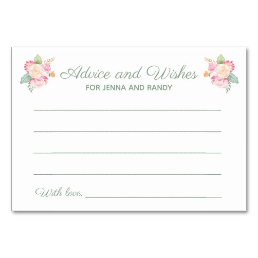 Conseils Voeux Floral Aquarelle Cartes de Mariage (Devant)