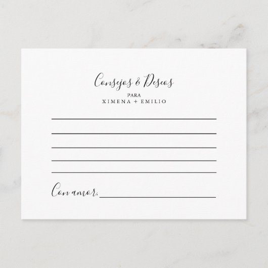 Consejos y Deseos - Carte de conseil Mariage (Devant)