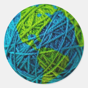 Conservatie Recyclen Earth Day Global Ball of Yarn Ronde Sticker