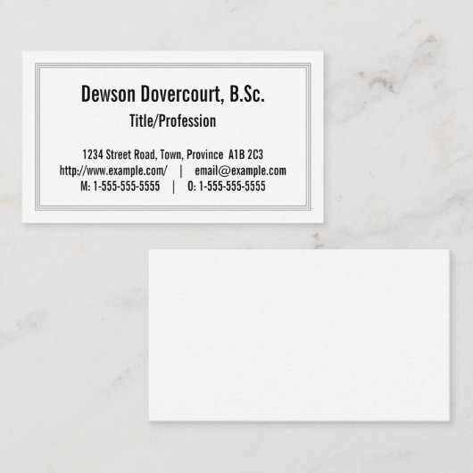 Conservatief, Dapper Visitekaartje (Voorkant / Achterkant)