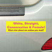 Conservatief en Vrouw! Bumpersticker (Op auto)