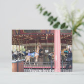 Conservation Carousel Childs Birthday Invitation Kaart (Staand voorkant)