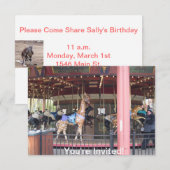 Conservation Carousel Childs Birthday Invitation Kaart (Voorkant / Achterkant)