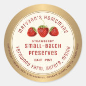 Conserve des fraises modernes Étiquette Métallo Or (Devant)