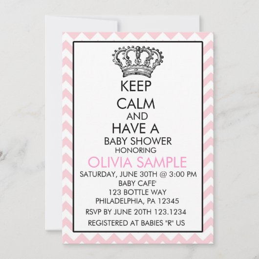Conserver le calme Baby shower Invitation (Devant)