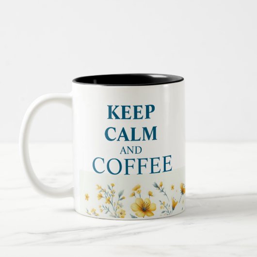 Conserver Le Calme Et Café Floral Design Café Mug (Gauche)
