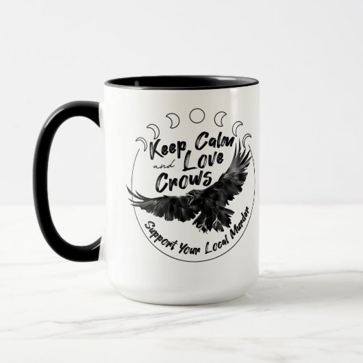 Conserver le calme et l'amour Crows mug (Gauche)