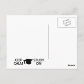 Conserver le calme et l'étude sur la carte postale (Dos)