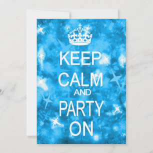 Conserver le calme Glitz invitation à la fête bleu