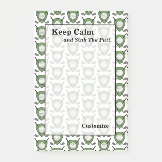 Conserver le calme Golf Thème Post-It Notes (Devant)
