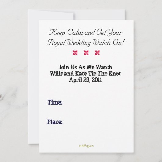 CONSERVER LE CALME Invitation du Royal Mariage Str (Dos)