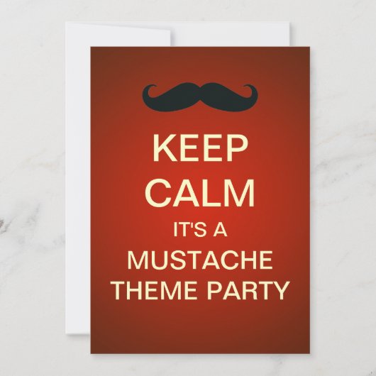 Conserver le calme Mustache Theme Party Invitation (Devant)