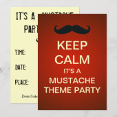 Conserver le calme Mustache Theme Party Invitation (Devant / Derrière)