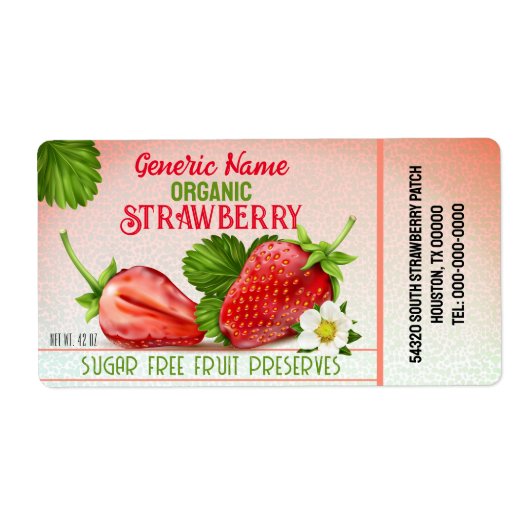 Conservering van aardbeienfruit etiket (Voorkant)