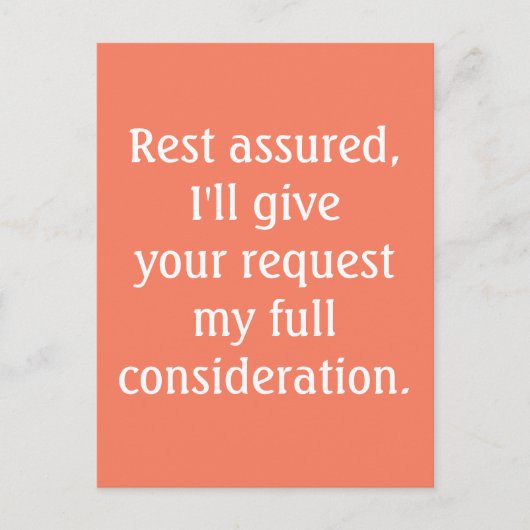 Considérant votre demande Amber Typographie Carte (Devant)