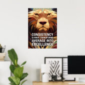 Consistency Lion Motivatie offertes Poster (Thuiskantoor)