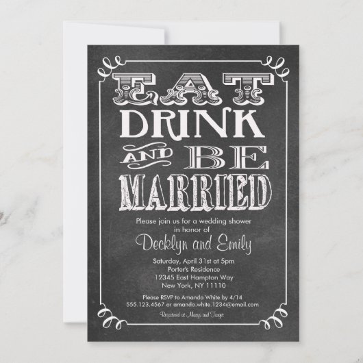 Consommer boire être marié Chalkboard Invitation M (Devant)