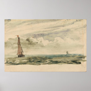 Constable - Een zeegezicht met twee zeilboten Poster