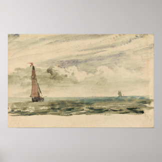 Constable - Een zeegezicht met twee zeilboten Poster