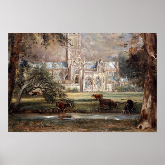 Constable - Salisbury Kathedraal Uitzicht Poster (Voorkant)
