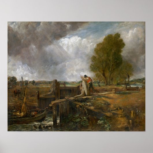 Constable - Studie van een boot die een sluis pass Poster (Voorkant)