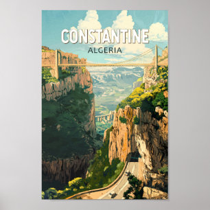 Constantine Algeria Travel Art Vintage Poster