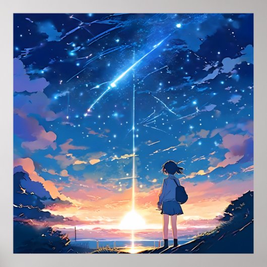 Constellatie met vallende sterren poster (Voorkant)