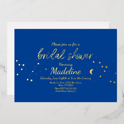Constellation Gold Wedding Folie Uitnodiging (Voorkant / Achterkant)