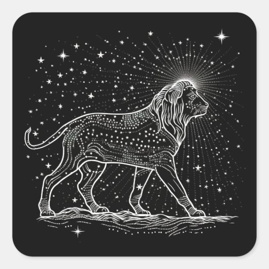 Constellation lion vierkante sticker (Voorkant)