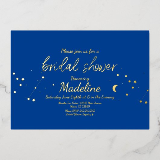 Constellation Mariage Or Foil Pressé Invitation (Recto)