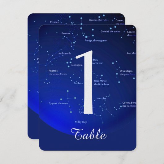 Constellation sur Mariage bleu Numéro de table (Devant / Derrière)