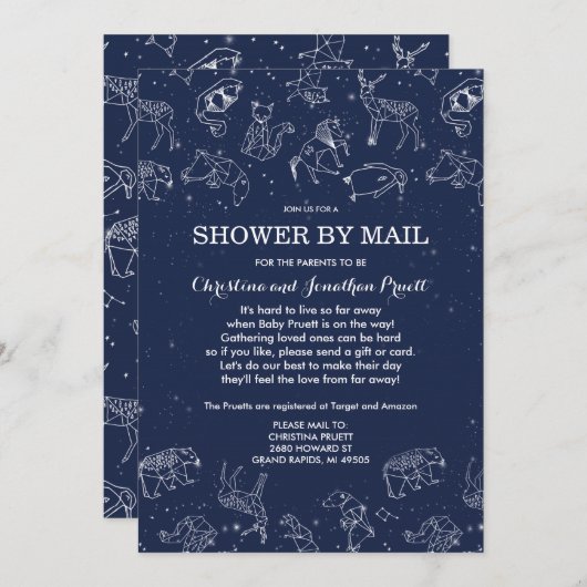 Constellations Baby shower per post Lange afstand Kaart (Voorkant / Achterkant)