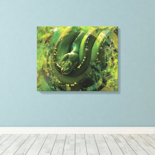 Constrictor Green Python Boa Canvas Afdruk (Insitu (Houten vloer))