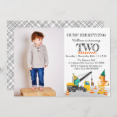 Constructie 2e verjaardagsfeestje, dinosaurus them kaart (Voorkant / Achterkant)