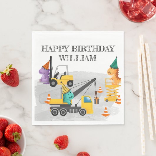 Constructie 2e verjaardagsfeestje, dinosaurus them servet (Insitu)