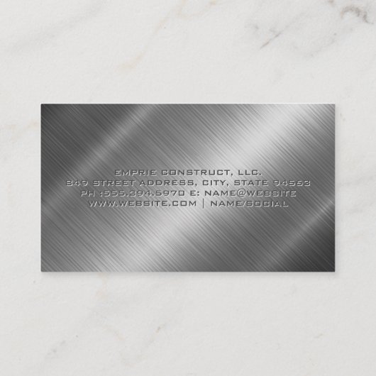 Constructie Bouwer Logo | Metaalglans Visitekaartje (Achterkant)