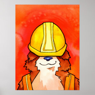 Constructie Corgi Waterverf Poster