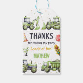 Constructie dumptruck graafmachine 1e verjaardag cadeaulabel (Voorkant)