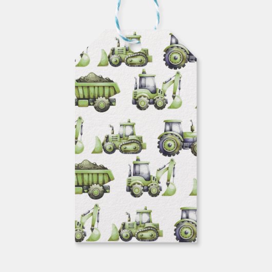 Constructie dumptruck graafmachine 1e verjaardag cadeaulabel (Achterkant)