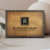 Constructie  Lederen Hout Monogram Visitekaartje